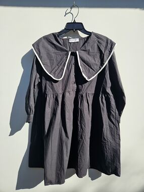 Black Babydoll Dress with Oversized Peter Pan Collar